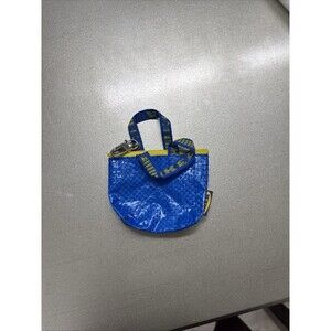 IKEA Knolig Mini Zipper Coin Keychain Bag Tote Key Holder Blue